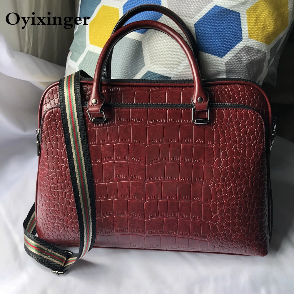 Oyixinger 2025 Women's Bag Professional Business Women Shoulder Bag Leather Briefcase For 14-inch Laptops Fashion Solid Handbags - Image 3