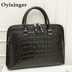 Oyixinger 2025 Women's Bag Professional Business Women Shoulder Bag Leather Briefcase For 14-inch Laptops Fashion Solid Handbags