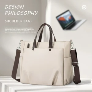 High-Appearance Single-Shoulder Crossbody Tote Bag Versatile Casual Computer Briefcase Zipper Closure High-End Texture Nylon