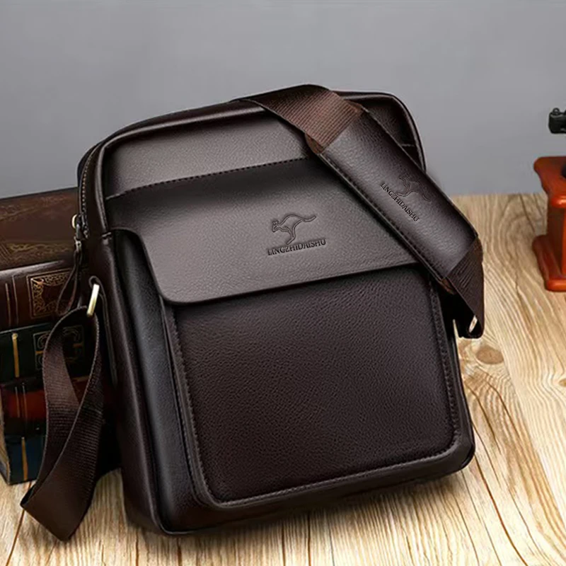 Men's shoulder bag, essential for business work, comes in large and small designs, simple crossbody bag