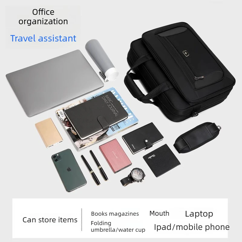 Swiss Style Business Briefcase for Men16 Inch Laptop Bag Expandable Handbag Shoulder Bag Water-Resistant Durable Travel Work Bag - Image 3
