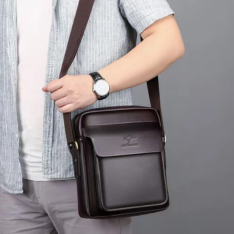 Men's shoulder bag, essential for business work, comes in large and small designs, simple crossbody bag - Image 3