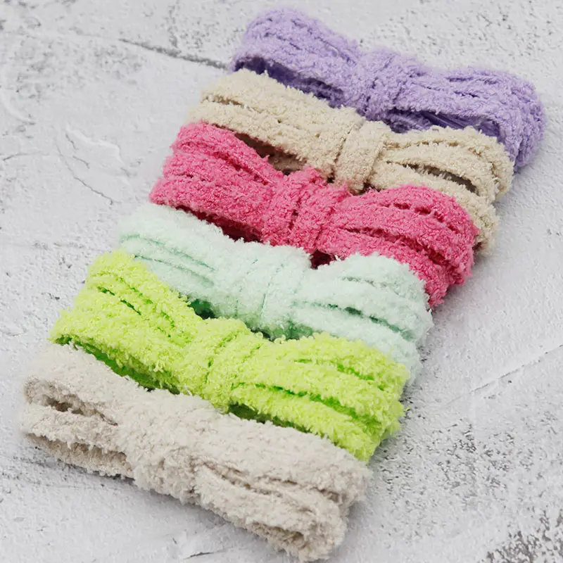 Coolstring Fluffy Shoelaces Plush 7mm Wide Flat monolayer Laces Ultra-Soft Trendy Laces for Casual Shoes Unisex Style 6 Colors - Image 2