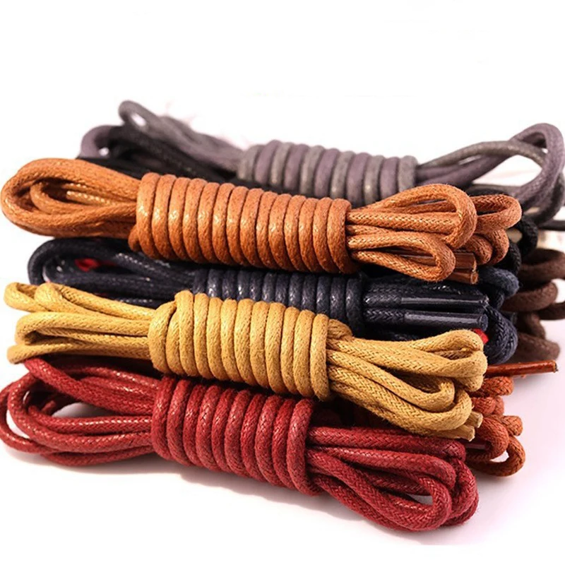 1Pair Waterproof Leather Shoelace Round Waxed Shoelaces Sneakers Boots Shoelace Rope 80cm/100cm/120cm/140cm/160cm