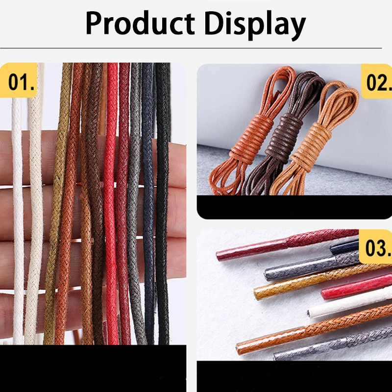 1Pair Waterproof Leather Shoelace Round Waxed Shoelaces Sneakers Boots Shoelace Rope 80cm/100cm/120cm/140cm/160cm - Image 3