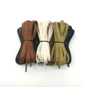 1Pair Waxing Cotton Shoelaces Flat Waterproof Shoe Laces Used For Boots Sneakers Casual Leather Shoe Accessories Black Shoelaces