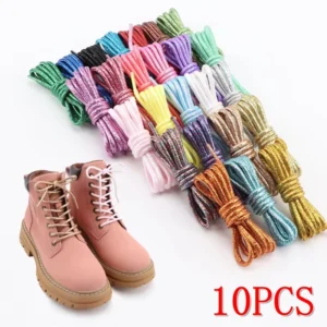 10PCS Round Glitter White Colorful Lurex Shoelaces Trendy Bright Shoelaces Sneaker White Casual Sports Leather running Laces