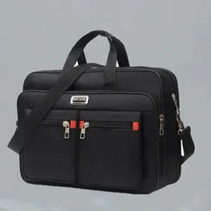 Men Large Capacity Business Briefcase Portable Versatile Shoulder Bag Multiple Pockets Handbag for Business & Casual Use